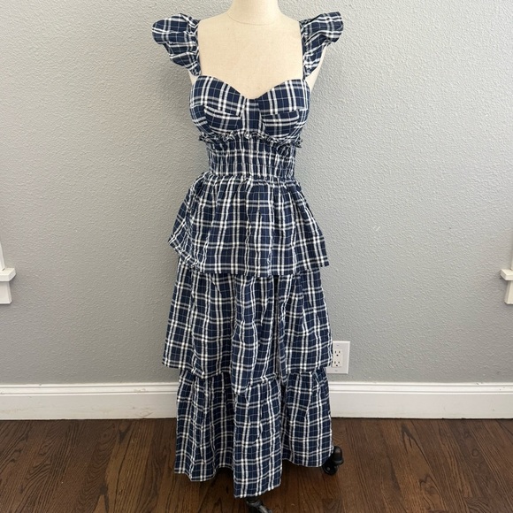 Mable Tiered Midi Dress Ruffle Sleeve Size Small EUC - Picture 2 of 9